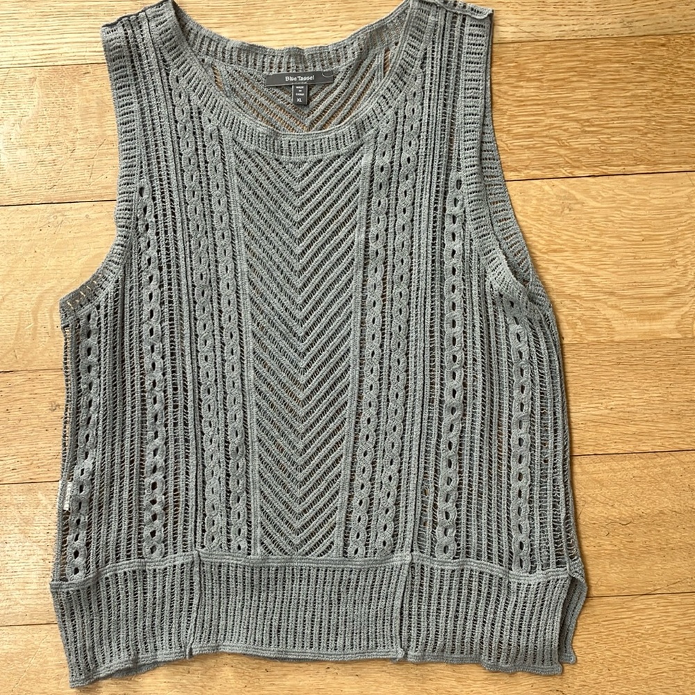 Anthropologie Gray Sleeveless Knit Top XL